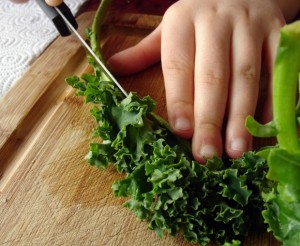 kale being chopped